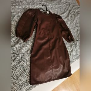 Mini brown faux leather dress XS